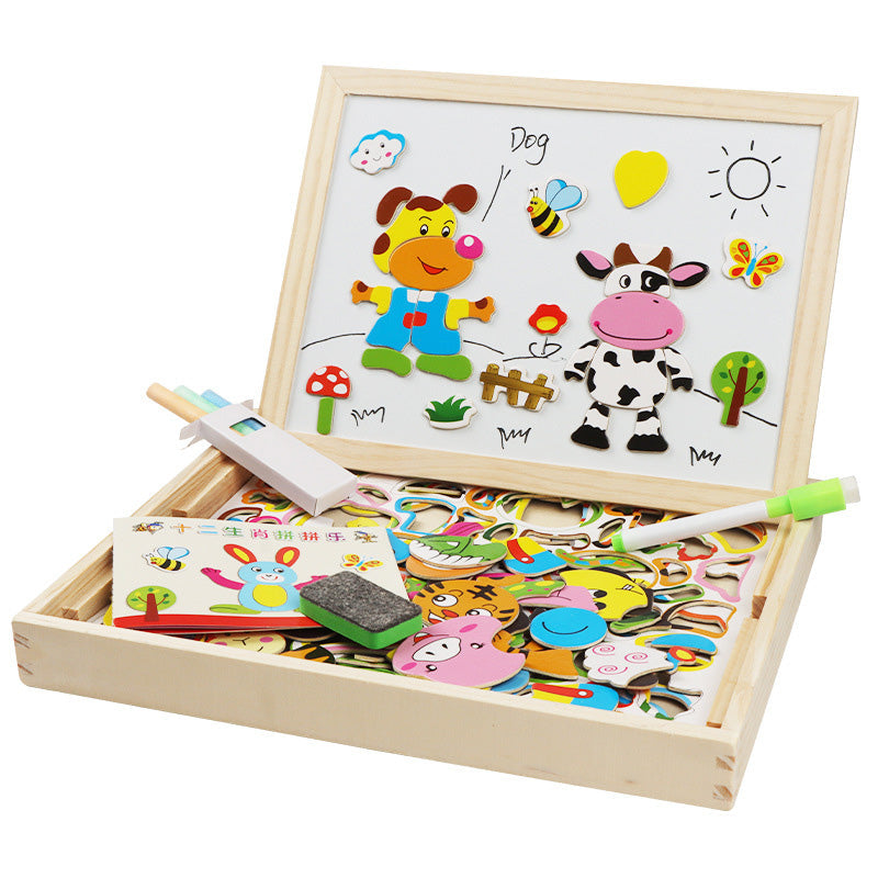 Multifunctioneel houten puzzelbord - Educatief en interactief spelen voor kinderen