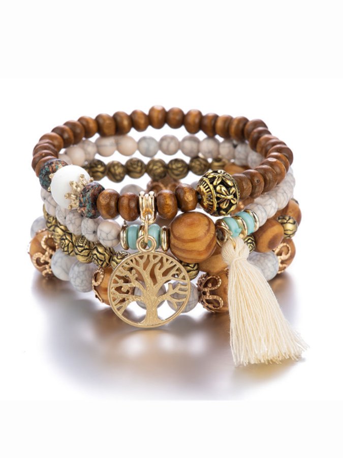 Boheemse Meerlagige Houten Armband - Uniek & Stijlvol accessoire