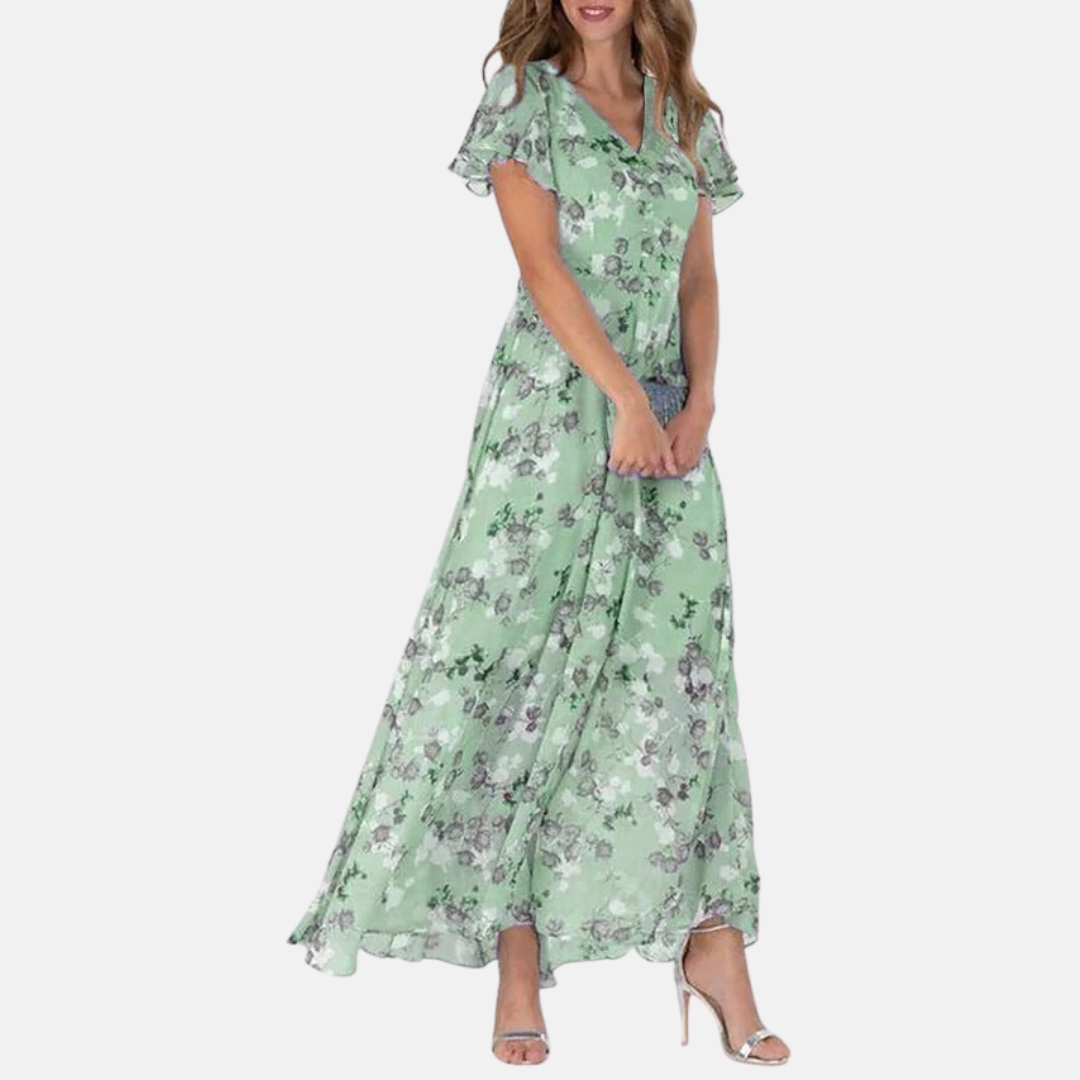 Esthetische Vintage Maxi-jurk- Vloeiend silhouet met retro charme voor moeiteloze Bohemian stijl