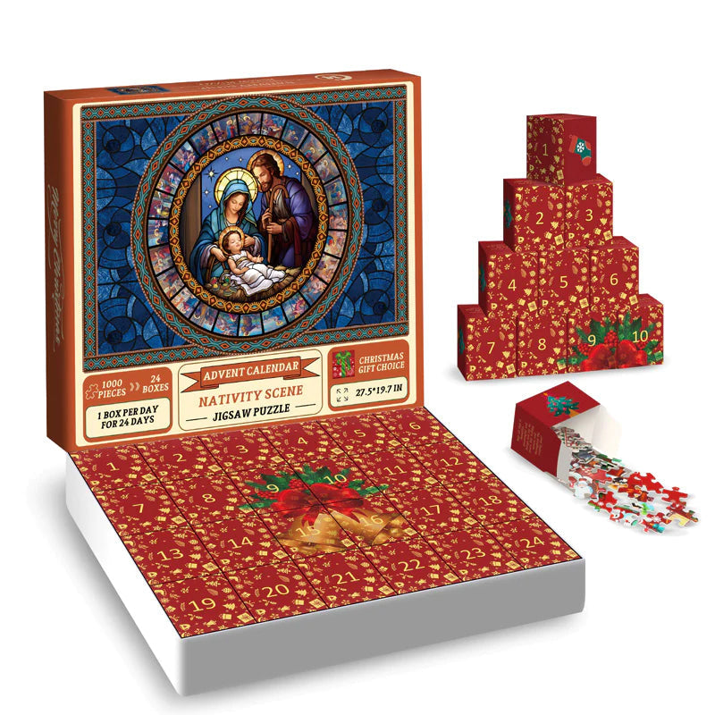 Kerststal Adventskalender Puzzel - Feestelijk familieplezier voor de feestdagen