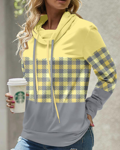 Dames Geruite Gebreide Hoodie - Stijlvolle Plaid Trui met Capuchon voor Vrijblijvend Comfort