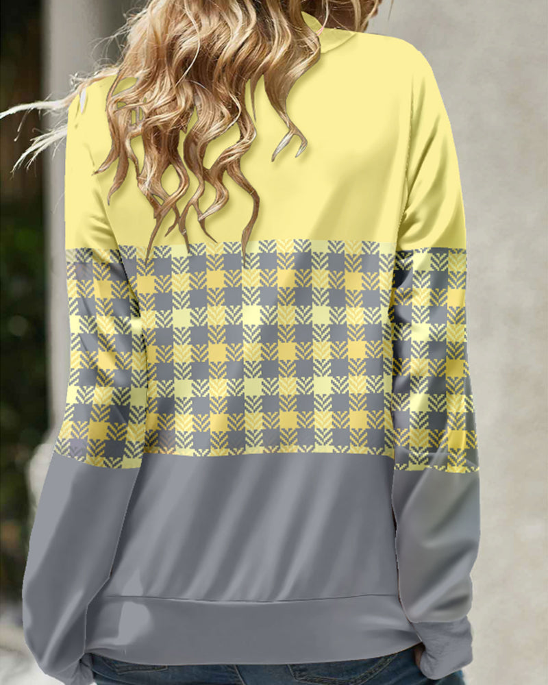 Dames Geruite Gebreide Hoodie - Stijlvolle Plaid Trui met Capuchon voor Vrijblijvend Comfort