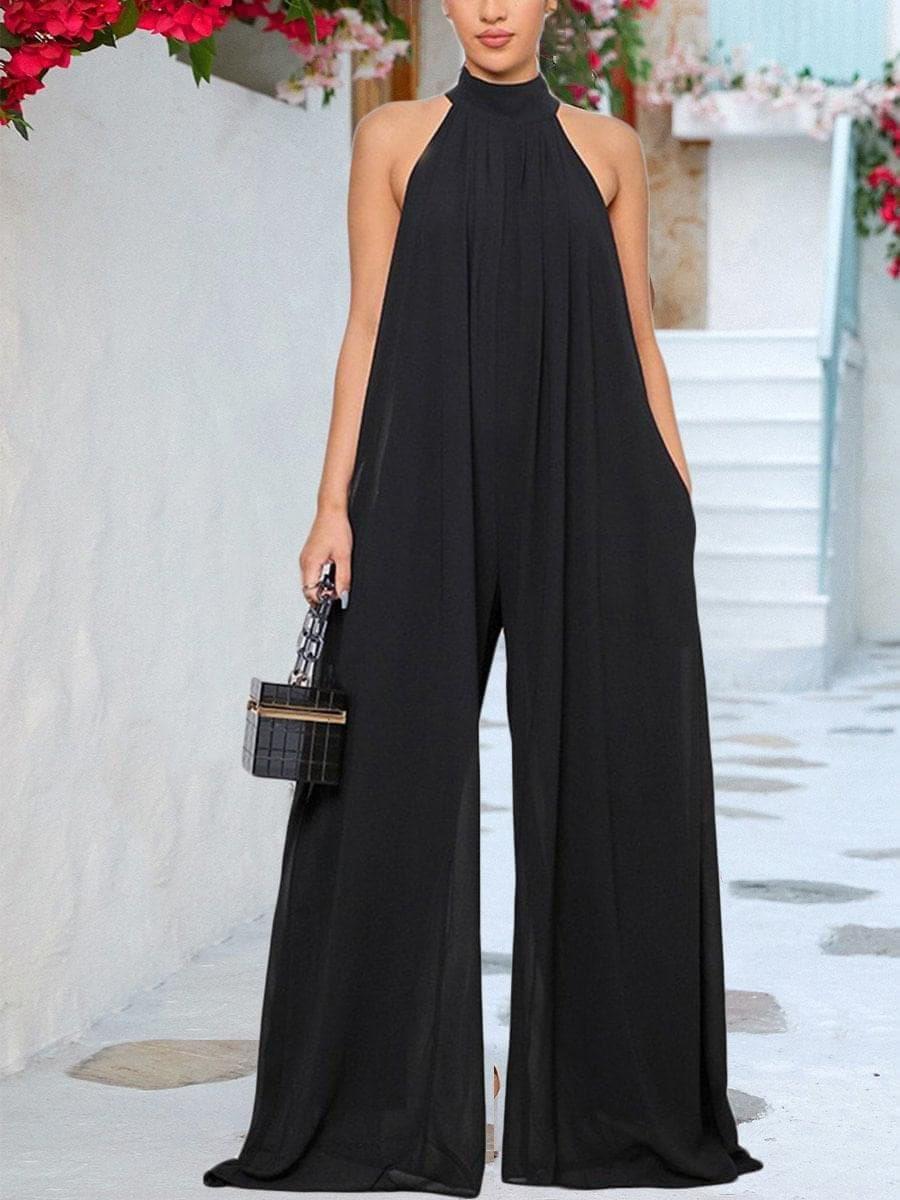 Dames-jumpsuit Halter Chiffon Recht - Ideaal voor zomerfeestjes