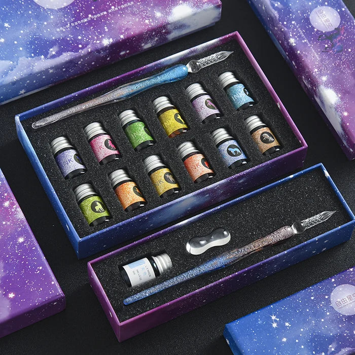 Kristalglas Inktpen Set (Incl. Prachtige Geschenkverpakking T.W.V 19,95)